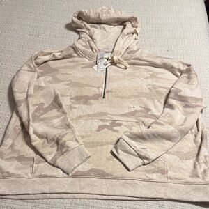 American Eagle Beige Camo Zip-Up Sweater